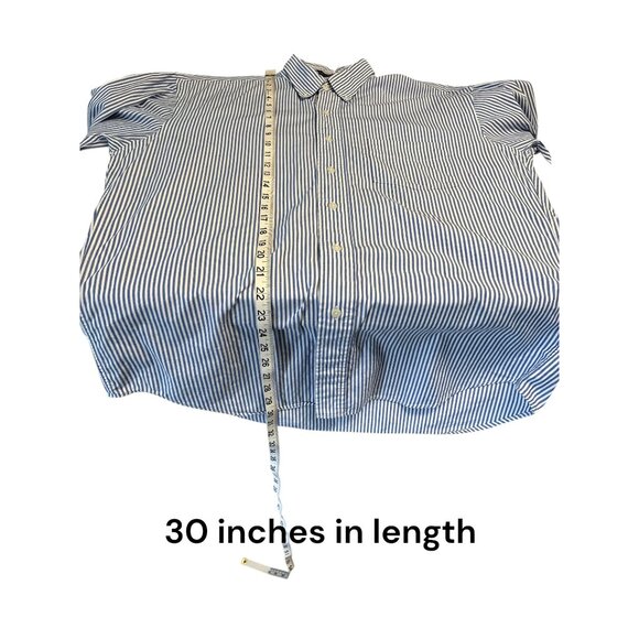 Chaps Ralph Lauren Mens Blue & White Striped Button-Down Shirt 15.5 32/33 100% C - Picture 6 of 6